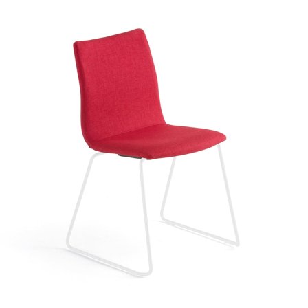 Conference chair OTTAWA with skid base, red fabric, white