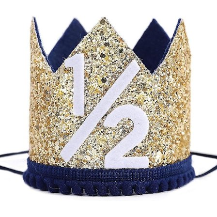 12 Første Bursdagskrone For Babyjenter Gutter Halv En Nummerfest Hatter Blå 1 År Glitter Hatt Hodebånd Bursdagsfest Dekorasjon