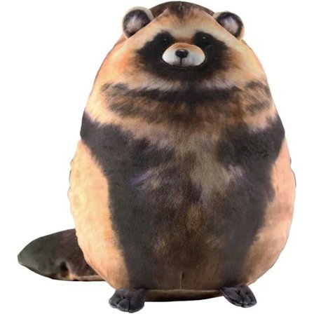 Søt vaskebjørn plysj pute, søte utstoppede dyr myke plysjdyr, kattunge