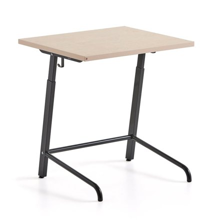 School desk AXIOM, sound absorbing linoleum, anthracite grey/beige
