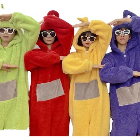 Teletubbies Cosplay Kostumer til Voksne Unisex, Disi Onesies Lala Cosplay Pyjamas Dyre Nattøj Jumpsuit Kostume