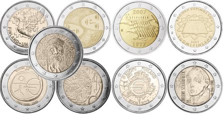 Finland - Pakke med 9 forskellige 2 Euro mønter