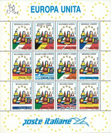 Italien - Velkommen i Europa - Postfrisk miniark