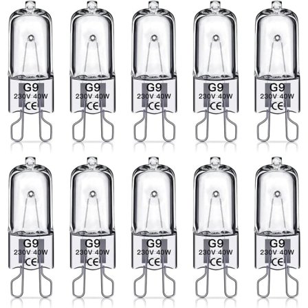 G9 halogenpærer 40W, 230V, 10-pakning