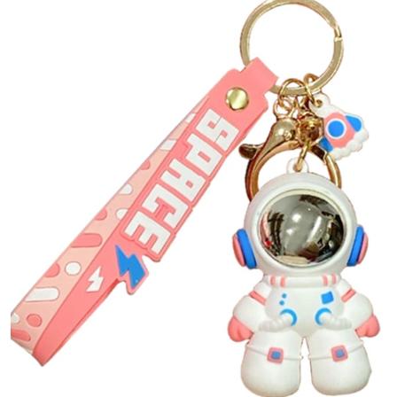 2 sarjakuvan astronaut-avaimenperän autolaukkukorujen set (vaaleanpunainen + violetti)