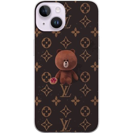 Apple iPhone 14 Transparent Skal LV Teddy Mode Lyx Designer{hw}