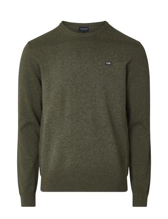 Bradley Cotton Crew Sweater Tops Knitwear Round Necks Green Lexington Clothing