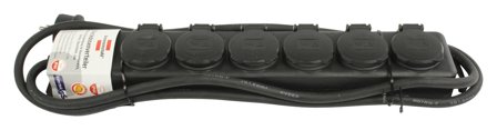 Brennenstuhl Extension socket IP44 6-way black 2m H07RN-F 3G1,5 - flerkoplingslist