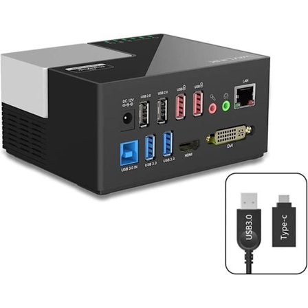 WAVLINK USB 3.0 Dockningsstation med Dubbel HDMI/DVI-Visning, Gigabit Ethernet, Ljud, 2 USB Laddningsportar och 4 dataportar