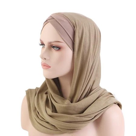 Lett å sette på Muslim Twist Turban For Women - Veiling Hijab Malaysia, Black & Beige