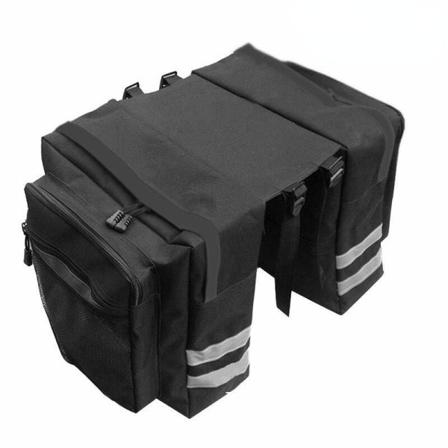 Polkupyörän maastopyörälaukku Pyörälaukun takateline Kaksi säilytyslaukkua Black 24L