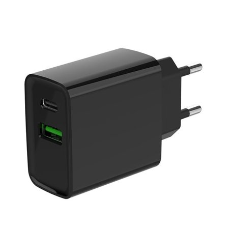 USB-laturi 20W USB QC3.0:lla ja USB-C PD:llä - musta