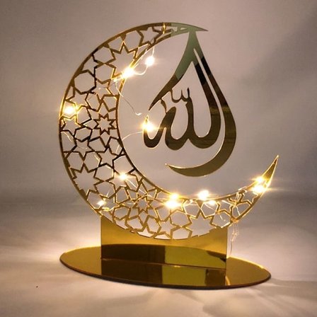 EID Mubarak Ornament Guld Måne Slot Borddekoration A2 A3