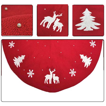 3D Stickad Julgransmatta 122 cm, Grovstickad Julgranskrage för Lantlig Rustik Juldekoration