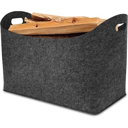 Filtkorg 55x32x40cm med förstärkt handtag, förvaringsväska för ved, tidningar och kläder, eldstadstillbehör