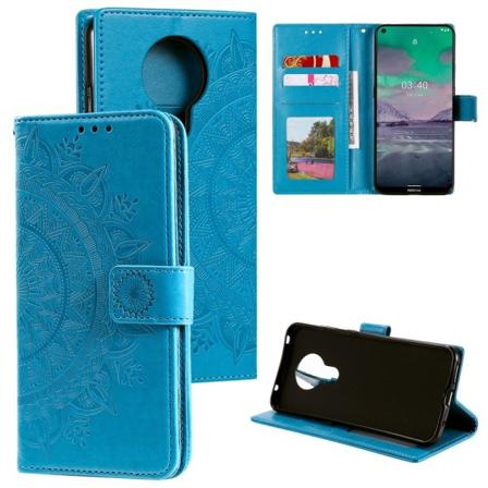 Nokia 3.4 - Mandala Läder Fodral - Blå Blue Blå