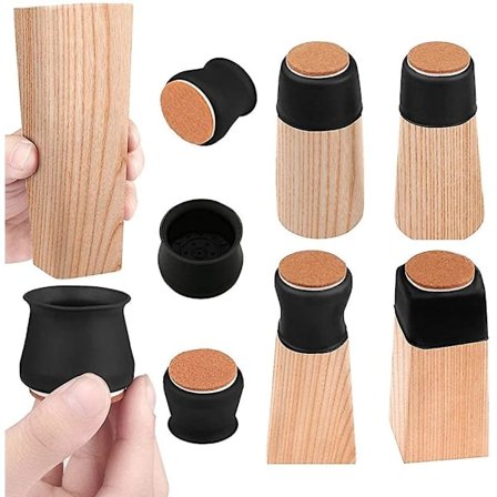 Stolebensbeskyttere, 36 stk. sorte stolebensbetræk til at beskytte gulve