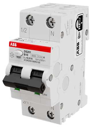 ABB 2CSR255180R1165 Personskyddsautomat 6kA, B-karakteristik, typ A DS201 B16 A30, Anslutningsdon & kablar