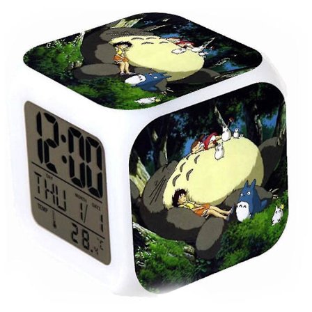 totoro Thermometer Glowing Cube Alarm Clock Led Colorful Color With Date Thermometer Night Glowing