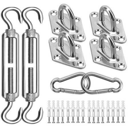 Skygge Sejl Hardware Kit, 304 Rustfrit Stål Solsejl Installations Kit, 15cm til Installation af Rektangulære og Trekantede Skygge Sejl til Terrasse, 