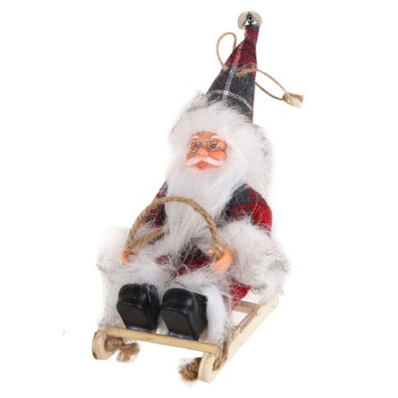 Sittende slede Julenissen juledukkefigurer 2 2