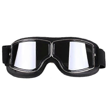 Retro Harley motorcykelglasögon, vindtäta utomhusglasögon för terrängkörning svart+silver