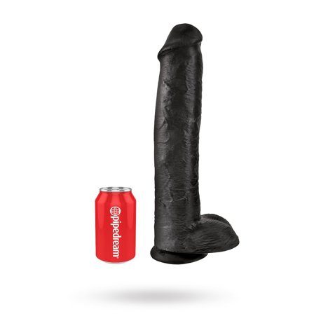 Dildo kiveksillä 42 cm - Musta - King Cock