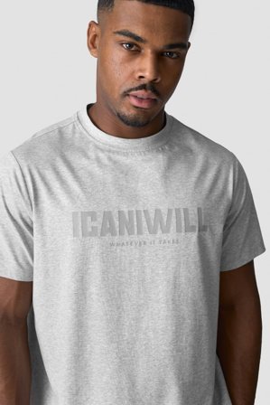 ICANIWILL - Everyday Cotton T-shirt Print Men Light Grey Melange - Herre - ICIW