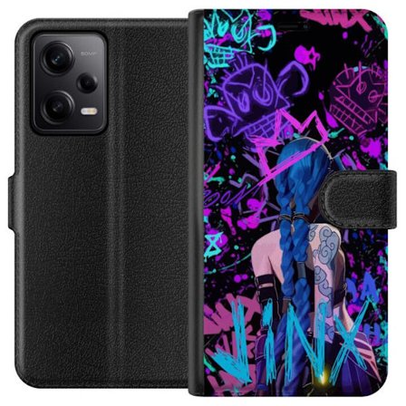 Kompatibel Tegnebogsetui til Xiaomi Xiaomi Redmi Note 12 Pro Farverig graffiti illustration med en karakter med blåt hår i en urban street art stil