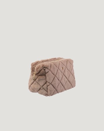Dark Department Faux Fur Quilted Make-Up Pouch Large Beżowy Akcesoria Dziewczyna - Kids Brand Store