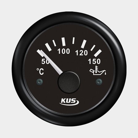 Öltemperaturanzeige KUS, beschlagfrei, Ø52 mm, 12 V / 24 V, schwarz, 50 - 150 °C - Boot