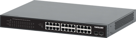 INTELLINET INT Network PoE Switch, 24-Port, 370W PoE Budget, 2 SFP Port