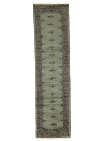 Pakistan Bokhara 3Ply Tæppe 80X301Løber Grøn/Sort Uld, Pakistan