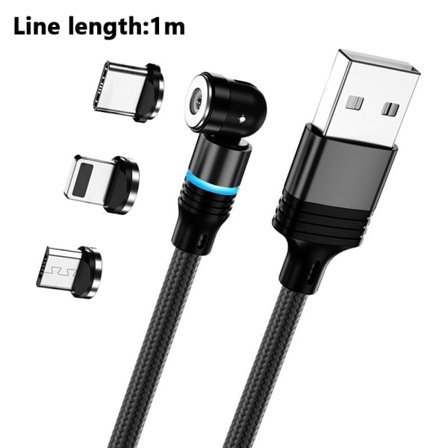 3 stk USB magnetisk ladekabel - Slitestark nylonkabel