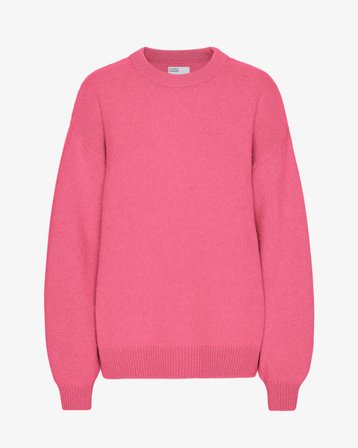 Oversized Merino Wool Crew - Bubblegum Pink