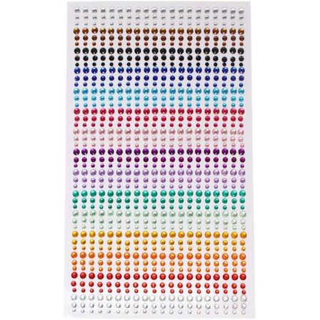 900 st självhäftande kristallstrassklistermärken, 3 mm, 4 mm, 5 mm, färgglada akrylstrassklistermärken