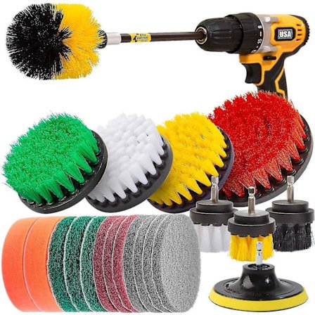 22-delt elektrisk boremaskine børste tilbehørssæt elektrisk skrubbersæt skrubbepuder og svamp rengøringssæt