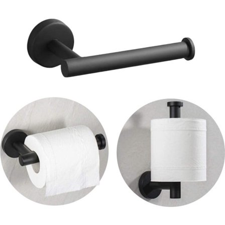 Toalettpapirholder i rustfritt stål, svart veggmontert toalettpapirholder, vanntett, egnet for bad og kjøkken.
