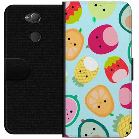 Yhteensopiva Lompakkokotelo Sony Xperia XA2 Kawaii-hedelmien kuvioita, kuten mansikkaa, sitruunaa, ananasta ja avokadoa vaaleansinisellä taustalla