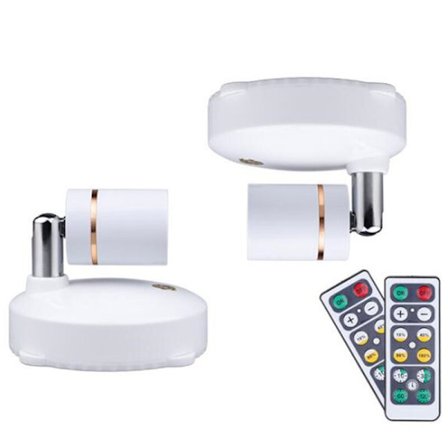 Batteridrevet dimbar LED-spotlight for innendørs bruk, roterbar vegglampe hvor som helst (2-pakning)