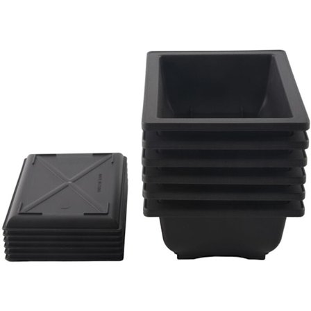 6 stk. Bonsai-potter - Dyb fugtighedsbakke med indbygget bakke til planter, blomster, urter, firkantede plastikpotter