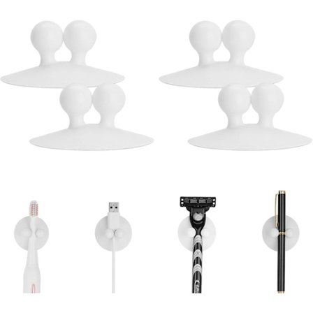 4 stk. sugekop tandbørsteholder til spejl, elektrisk tandbørsteholder vægmonteret til badeværelse, vandtæt multifunktionel krog til håndklæde, nøgle a