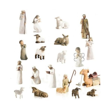 Krybbefigurer Statue Willow Tree Julekrybbe Figurer Skulpturelle Håndmalede Religiøse Ornamenter Boligindretning Julegaver