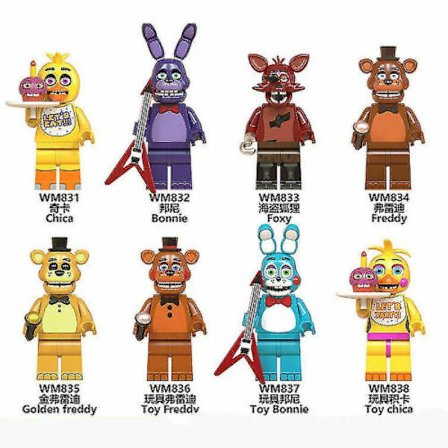 8 stk./sett Five Nights At Freddy's Minifigurer Freddy Foxy Byggesett