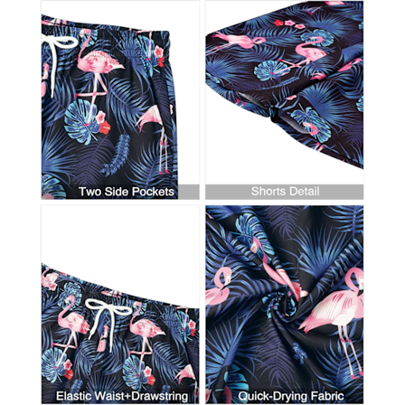 Herr Hawaiian skjorta och shorts set Regular Fit kortärmad casual funky strand flamingo skjorta set M