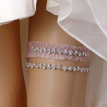 Spets Blomma Ben Strumpeband Kristall Lår Ring LILA&SILVER purple&silver