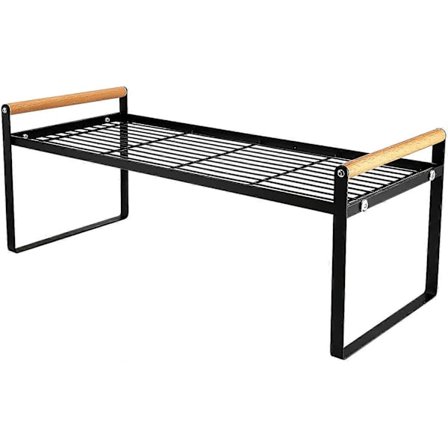 Förvaringsställ för köksbänkskiva, stapelbar multifunktionell hylla, skåphylla, skafferi, kryddhylla i metall för porslin (svart)