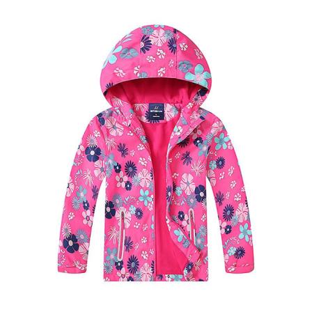 Børn Piger Windbreaker Hættejakke Fleeceforet Full Zip Coat Outwear color 5 140-XL