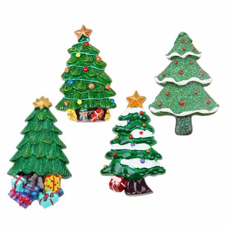 4-delars kylskåpsmagneter med jultema, kreativa magnetiska dekorationer i harts för kylskåp, festliga klistermärken för hem och kontor