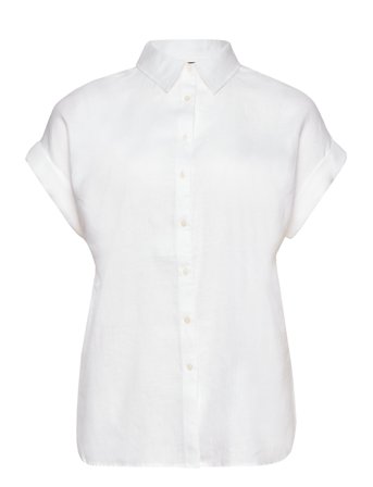 Relaxed Fit Linen Short-Sleeve Shirt White Lauren Women